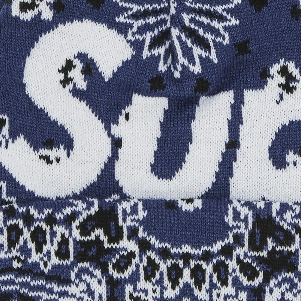 Supreme FW24 Bandana Big Logo Beanie Navy - Picture 3 of 3